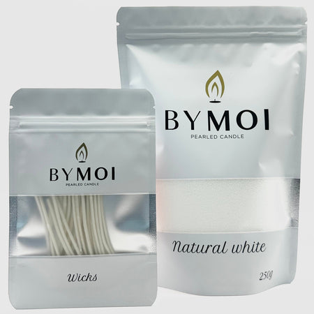 Pärlljus naturell vit + 15 vekar, 250g - BYMOI
