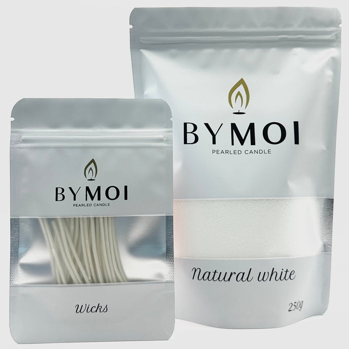 Pärlljus naturell vit + 15 vekar, 250g - BYMOI