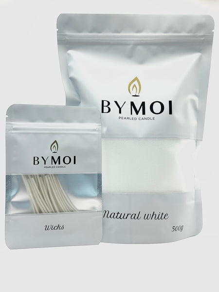 Pärlljus naturell vit + 30 vekar, 500g - BYMOI